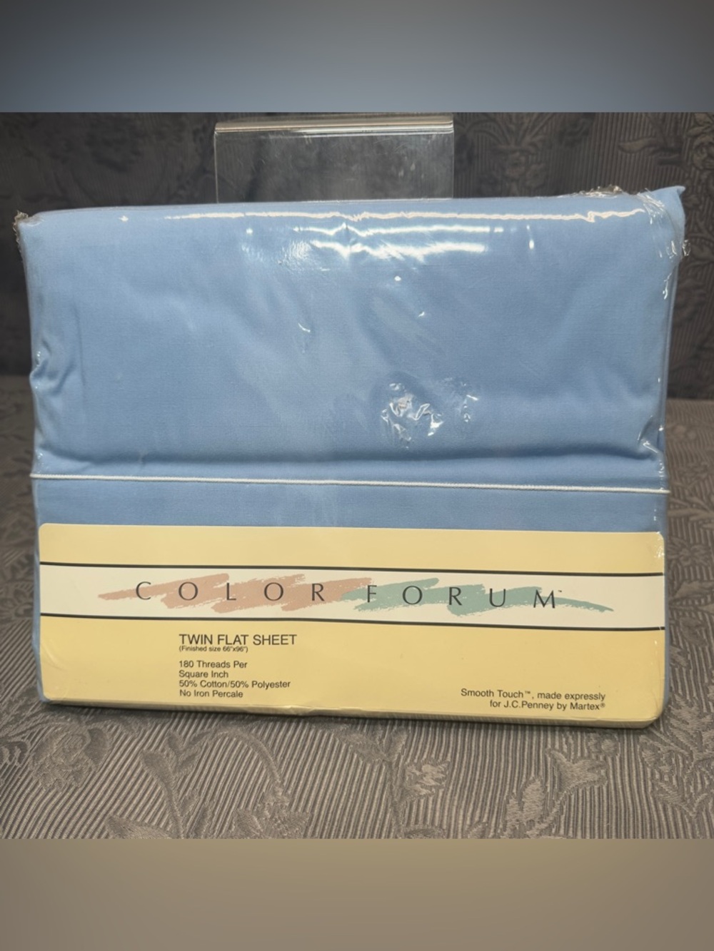 JCPenney Smooth Touch Blue 50/50 TWIN Flat Sheet Vintage